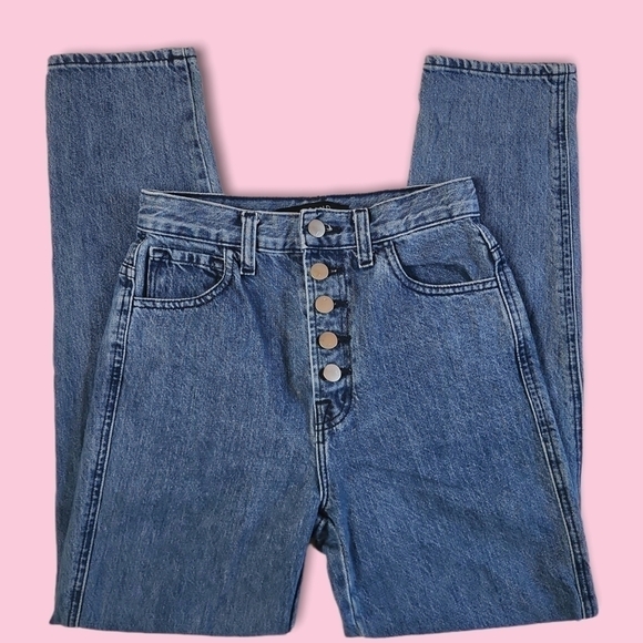 J Brand High Rise Medium Wash Button Fly Mom Jeans Cropped Ankle Jeans Sz 23 - Picture 2 of 8